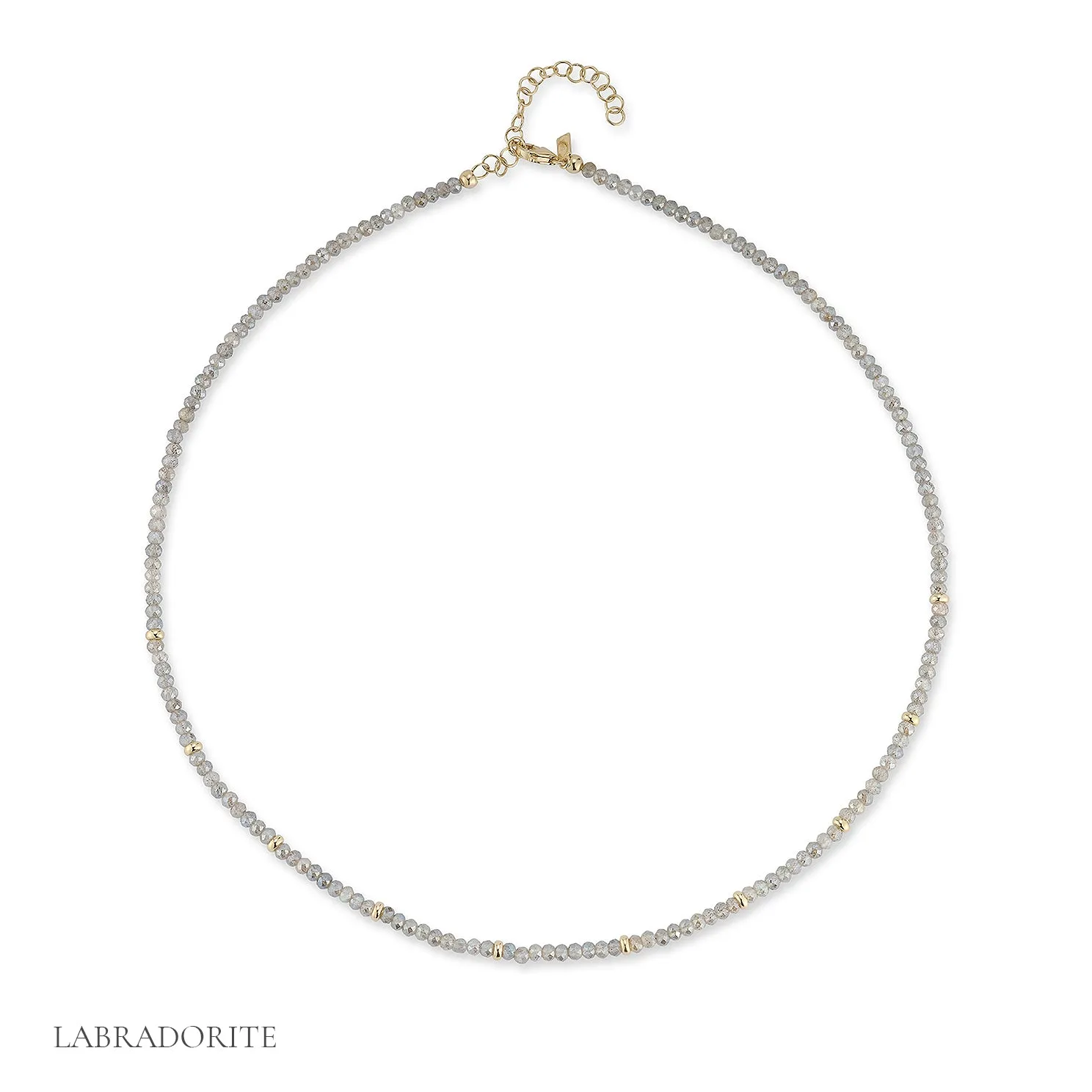 Birthstone Bead Necklace  In Labradorite
