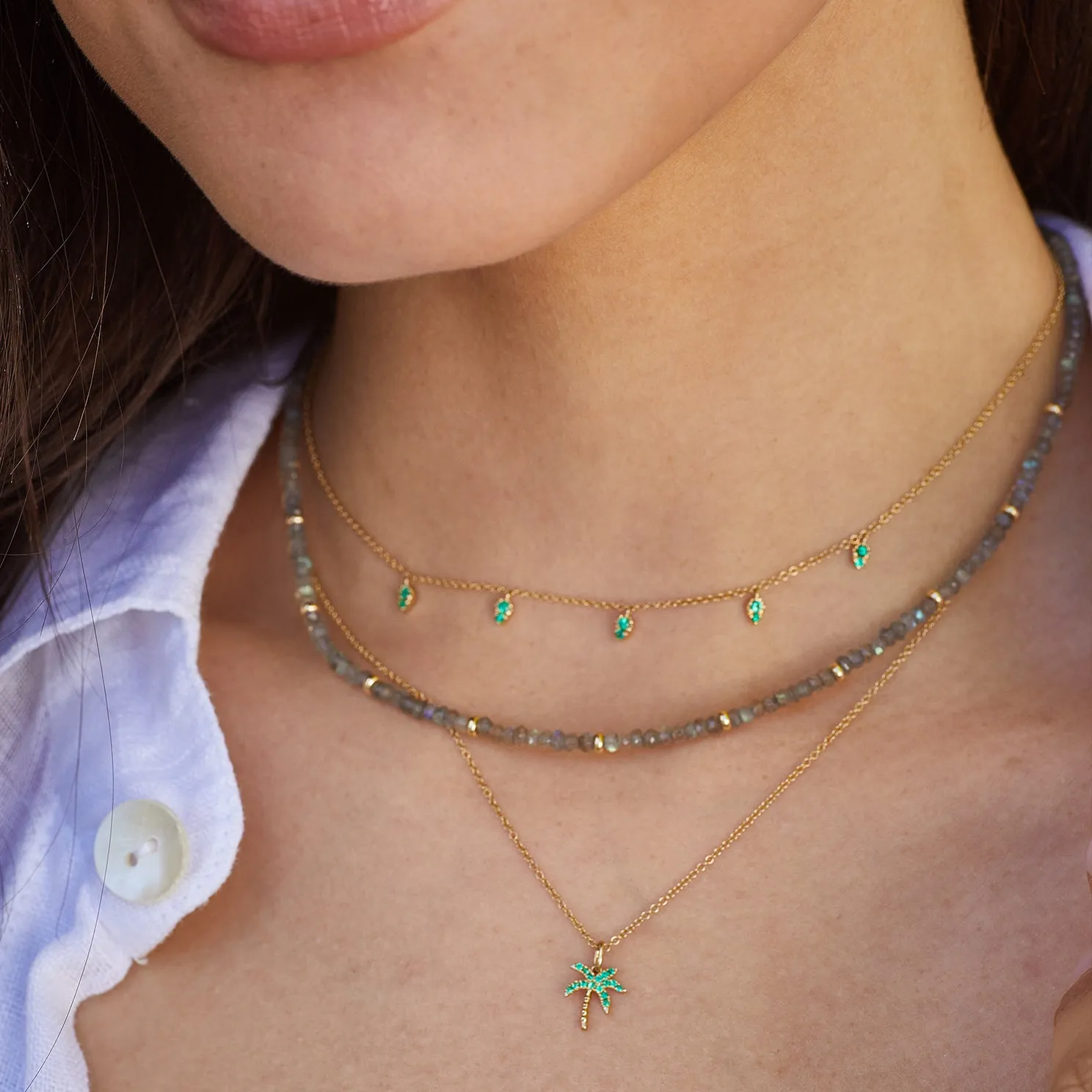 Birthstone Bead Necklace  In Labradorite