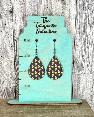 Black acrylic candy corn earrings