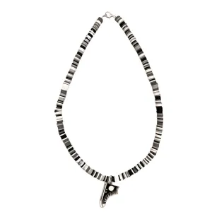 Black & White Beaded Necklace with Sneaker