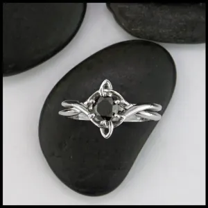 Black Diamond Trinity Knot Interlocking Ring Set