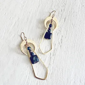 black galaxy // black mica jasper and crescent moon earrings