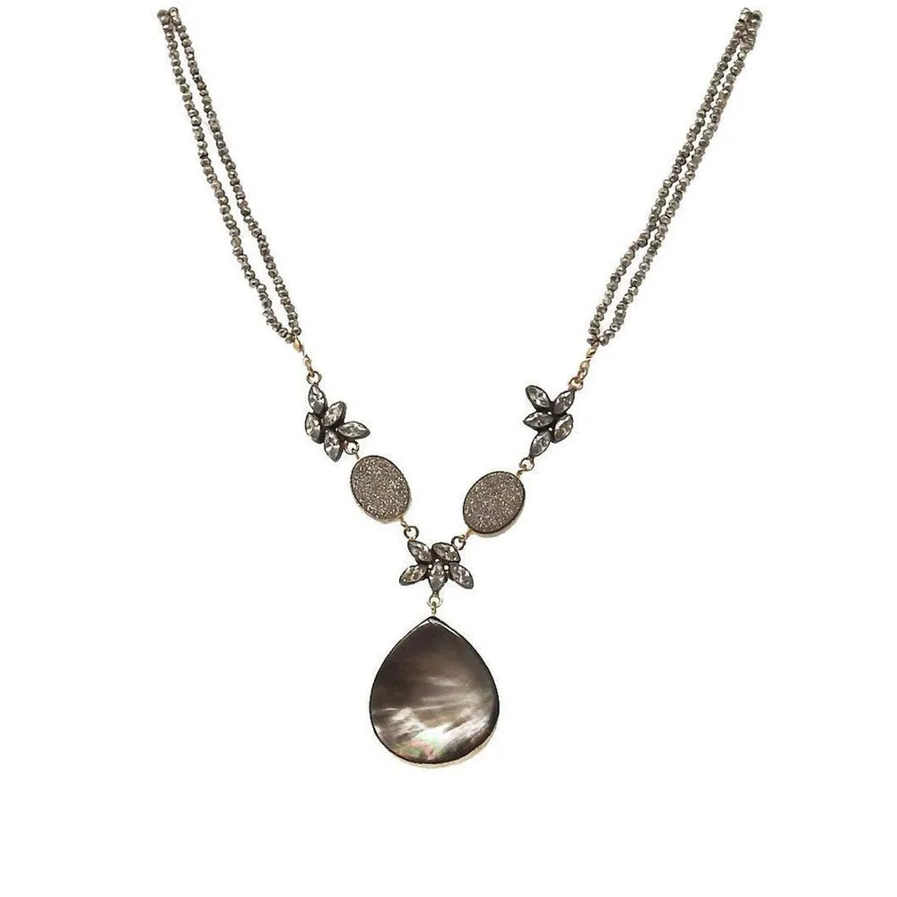 Black Mother of Pearl Teardrop Necklace