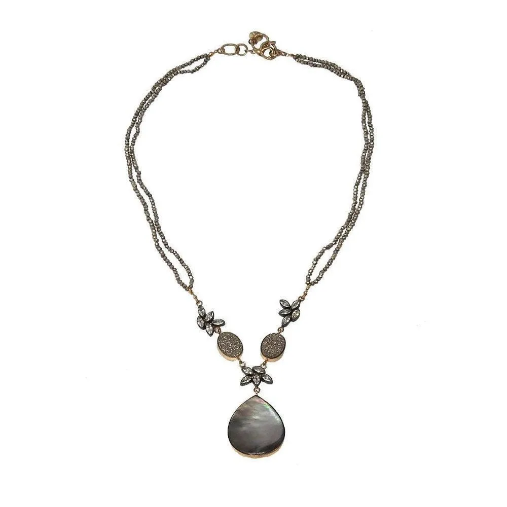 Black Mother of Pearl Teardrop Necklace