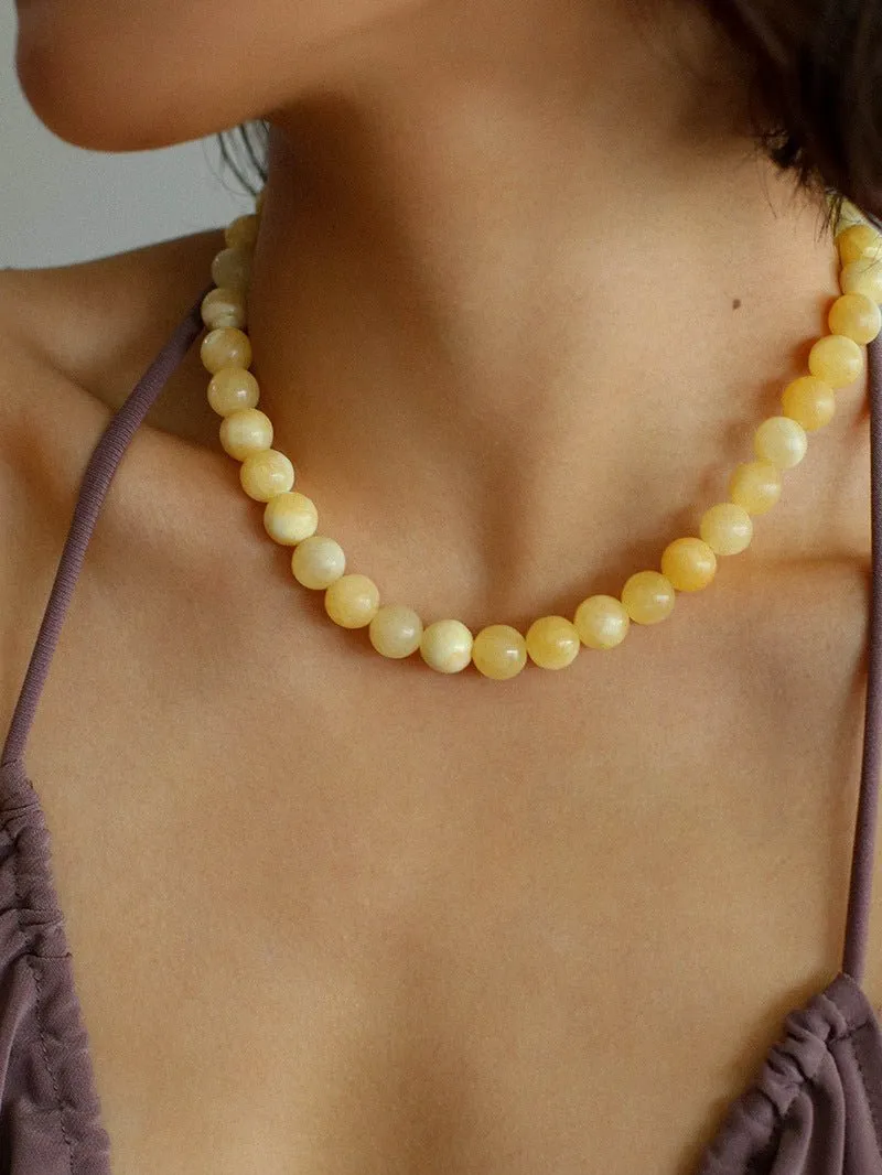 Black Onyx 10mm Beaded Figure 8 Buckle Necklace