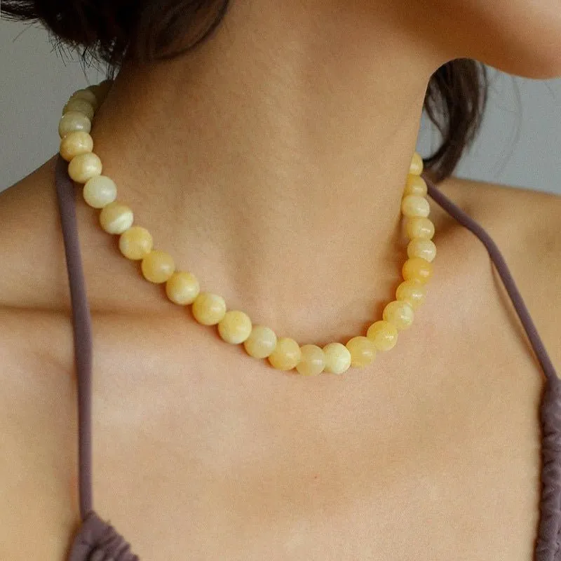 Black Onyx 10mm Beaded Figure 8 Buckle Necklace