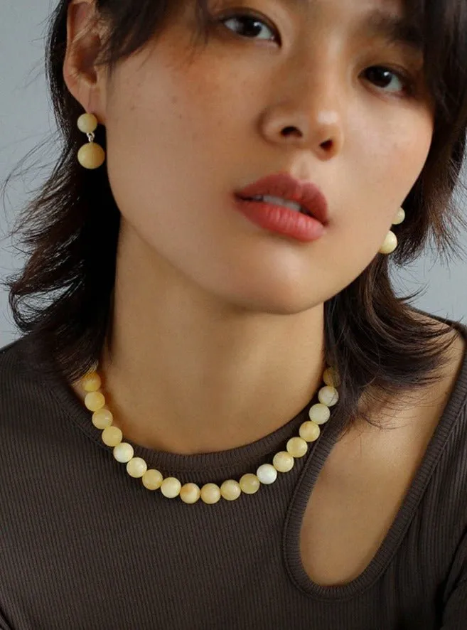 Black Onyx 10mm Beaded Figure 8 Buckle Necklace