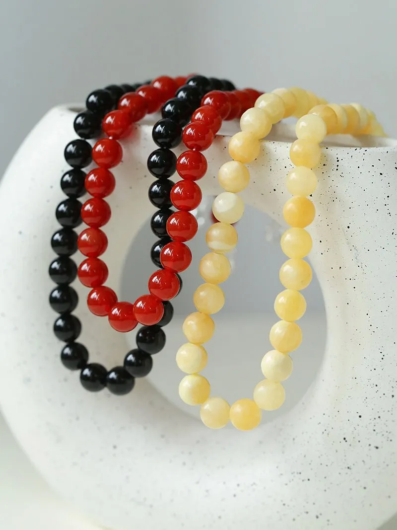 Black Onyx 10mm Beaded Figure 8 Buckle Necklace