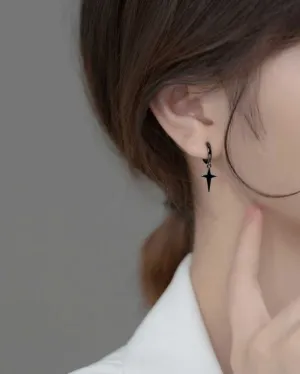 Black Star Charm Huggie Earrings
