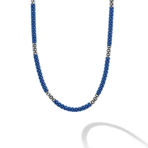Blue Caviar Ultramarine Silver Station Ceramic Beaded Necklace 3mm