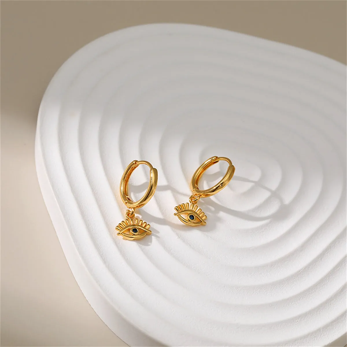 Blue Cubic Zirconia & 18K Gold-Plated Evil Eye Drop Earrings