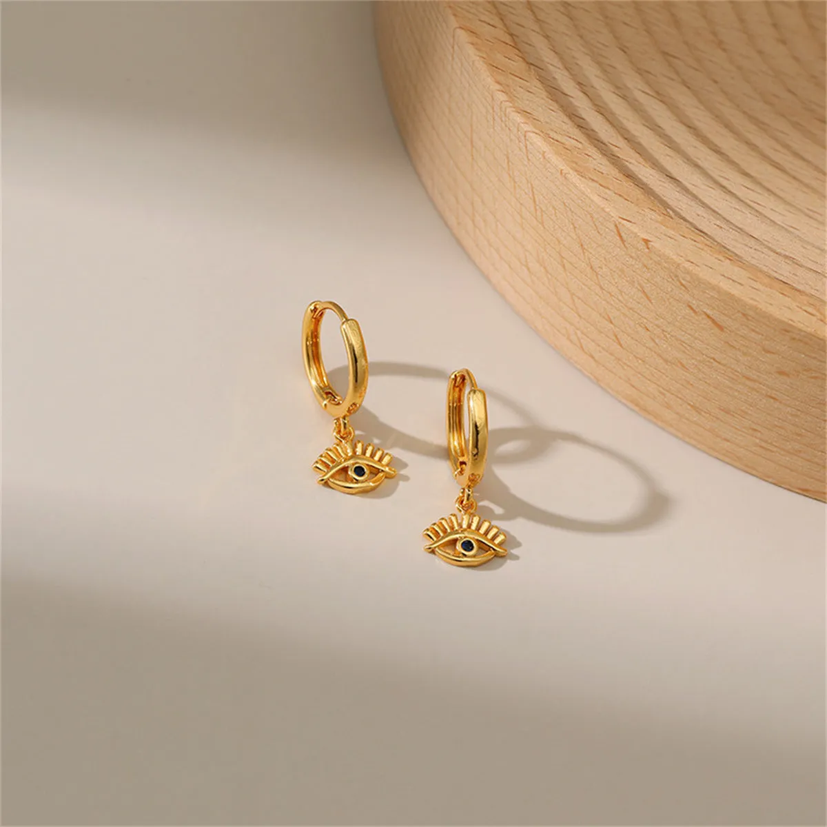 Blue Cubic Zirconia & 18K Gold-Plated Evil Eye Drop Earrings