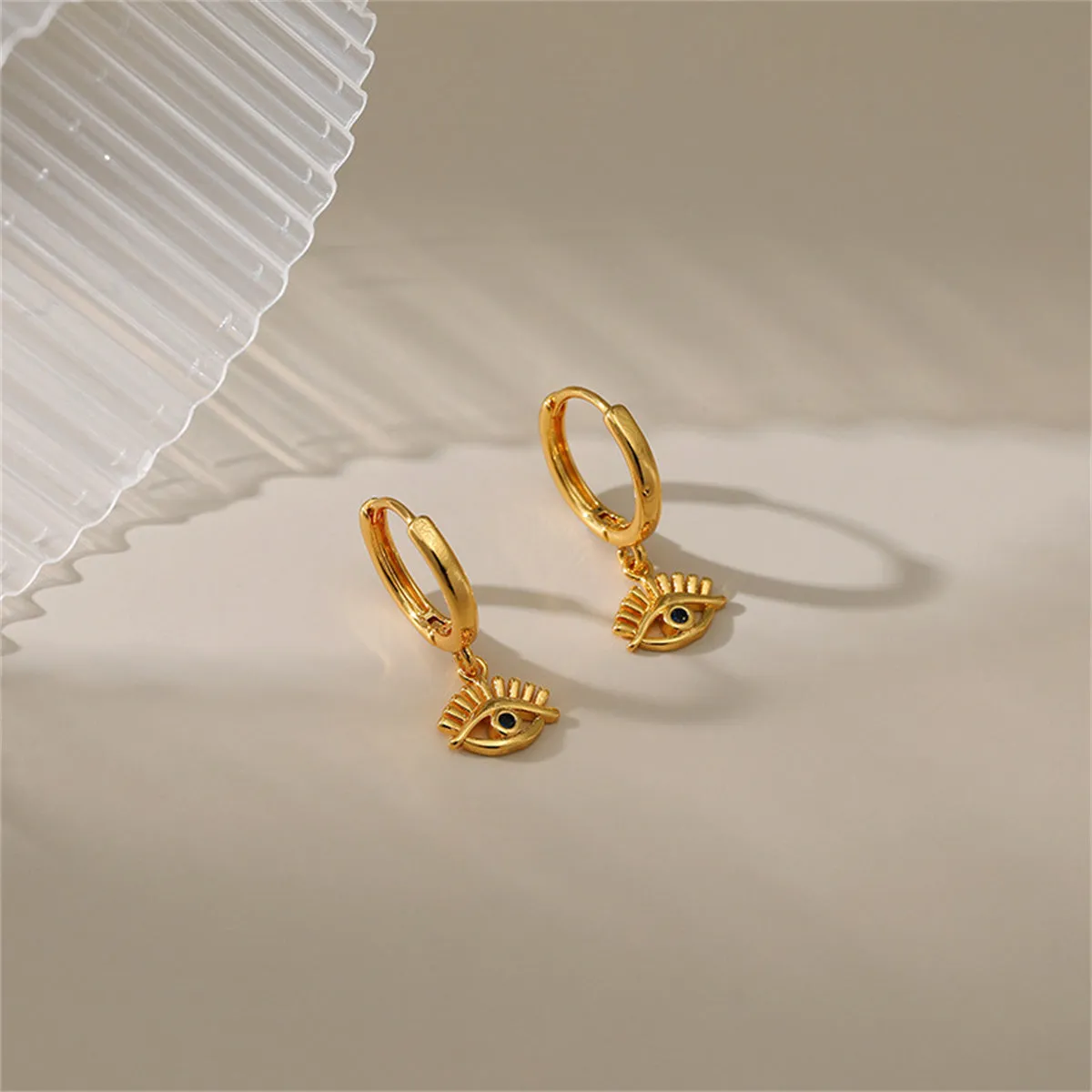 Blue Cubic Zirconia & 18K Gold-Plated Evil Eye Drop Earrings