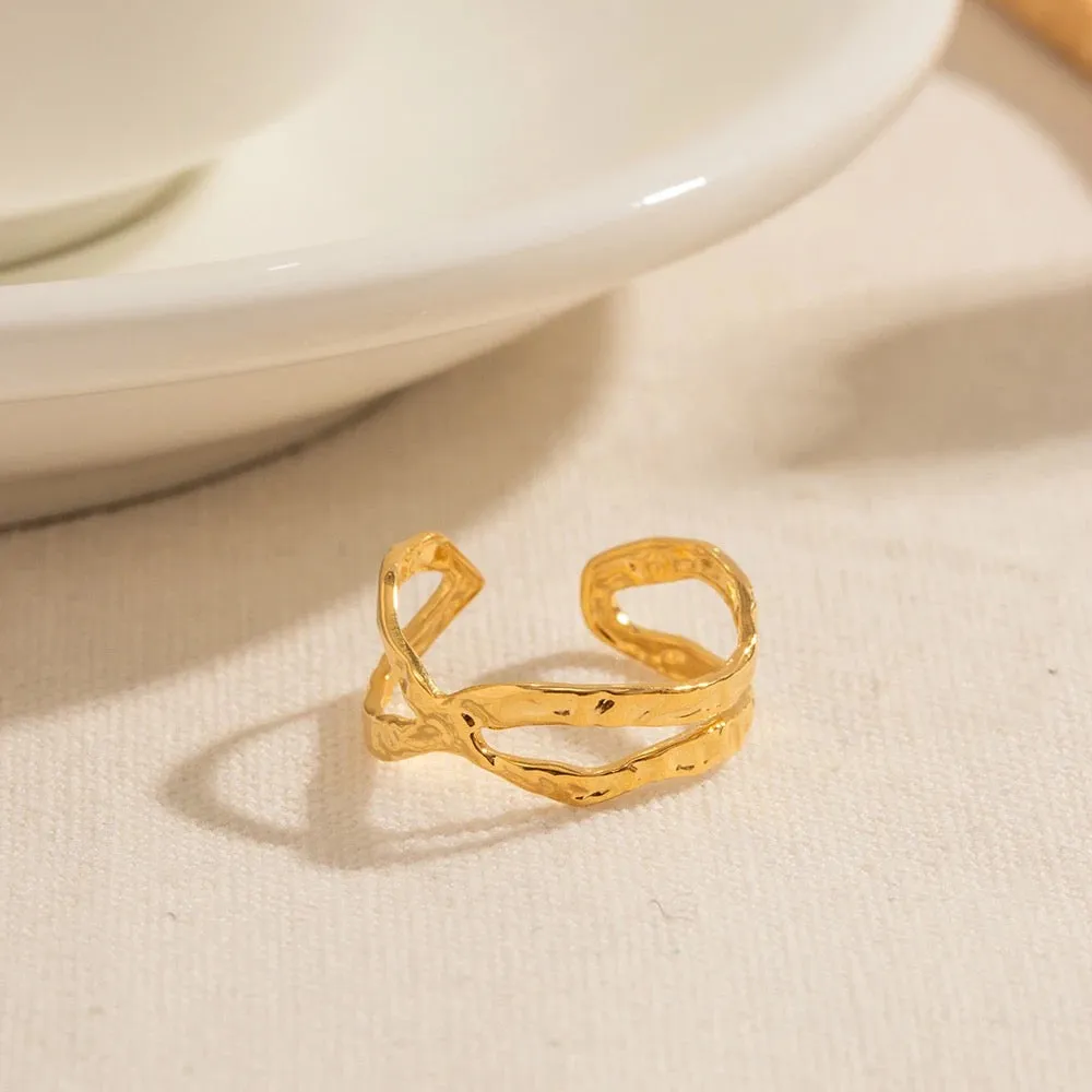 Boho & Mala Gold Plated Stainless Steel Ring (adjustable)