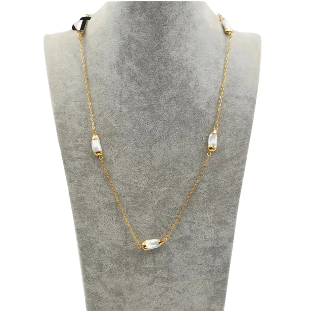 Boho & Mala Long Beaded Chain Freshwater Pearl Necklace SCN1019