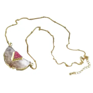 Boho & Mala Natural Agate Stone Pink Necklace TN100130