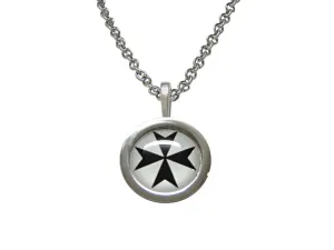 Bordered Maltese Cross Pendant Necklace