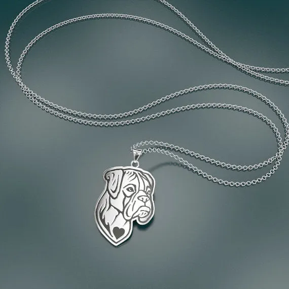 Boxer Jewelry Natural Ears Flat Pendant Necklace