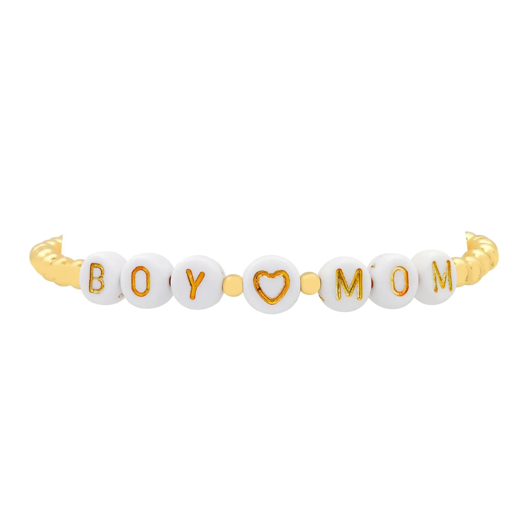 BOY MOM BALL STRETCH BRACELET, GOLD