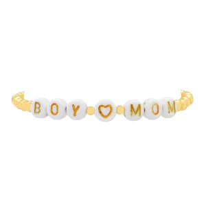 BOY MOM BALL STRETCH BRACELET, GOLD