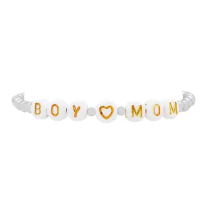 BOY MOM BALL STRETCH BRACELET, SILVER