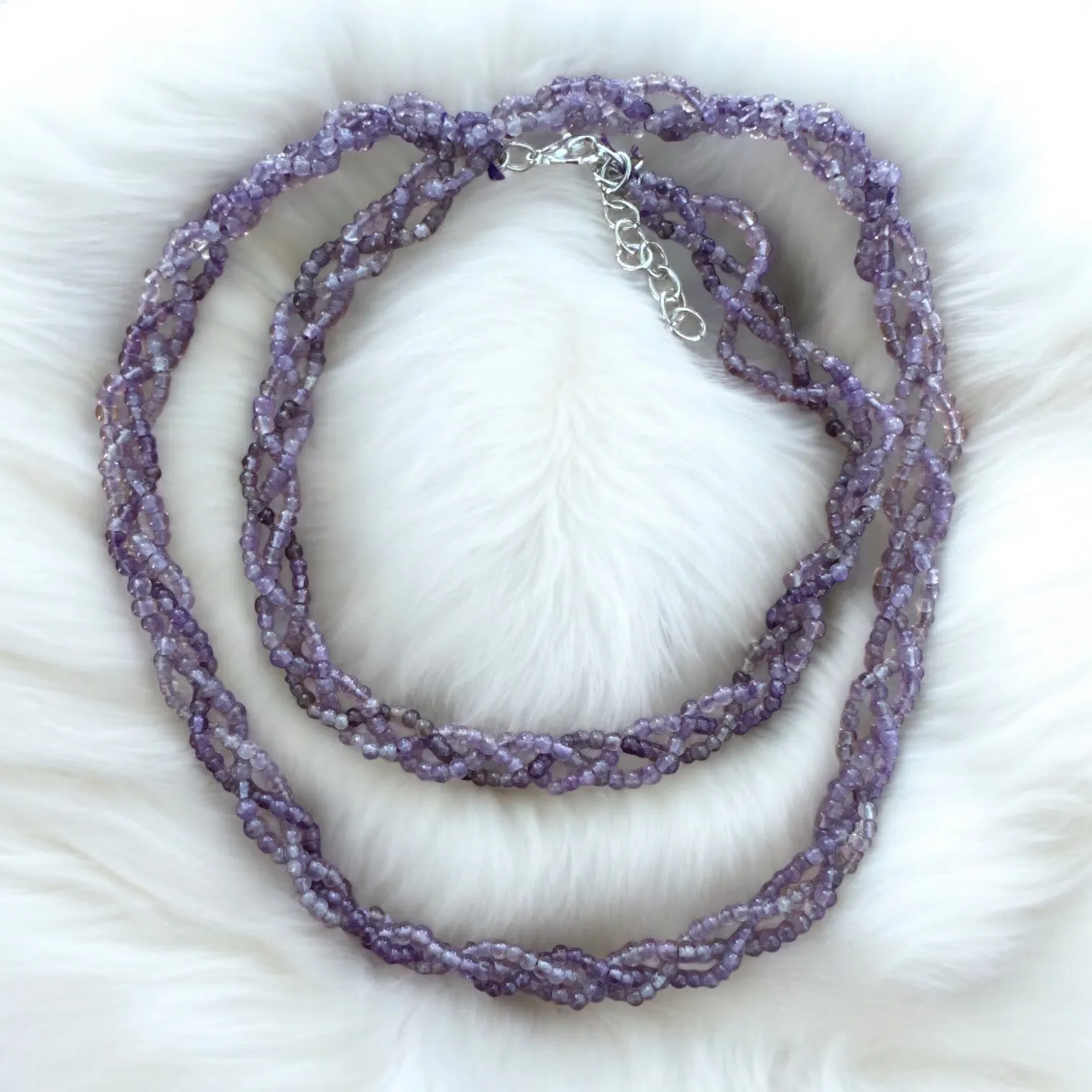 Braided Amethyst beaded Necklace