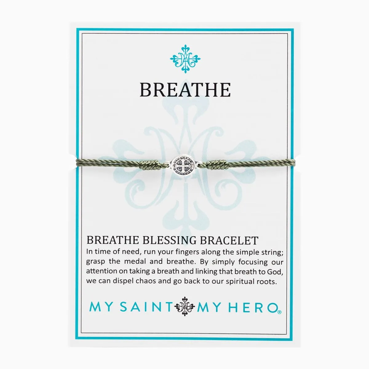 Breathe Blessing Bracelet, Olive Green / Silver