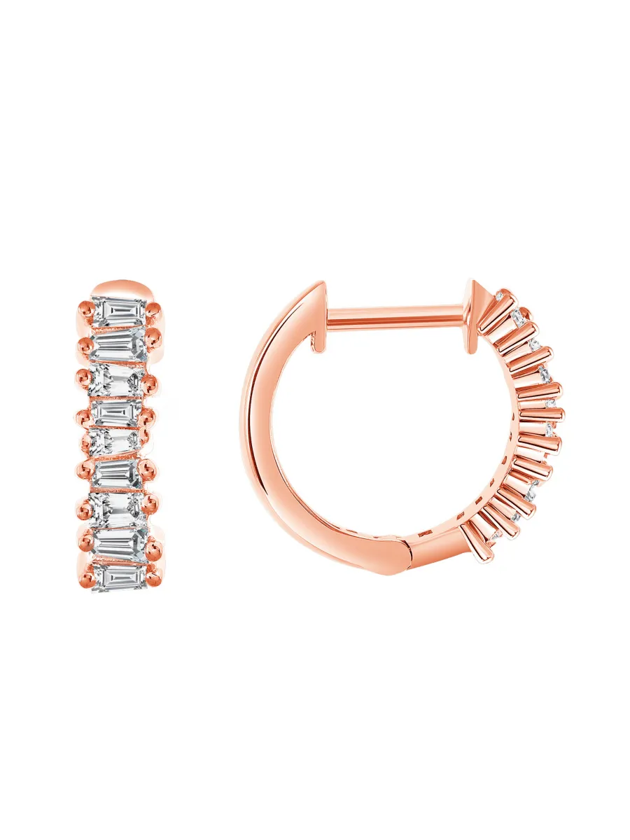 Brilliant Baguette Huggie Earring 14K