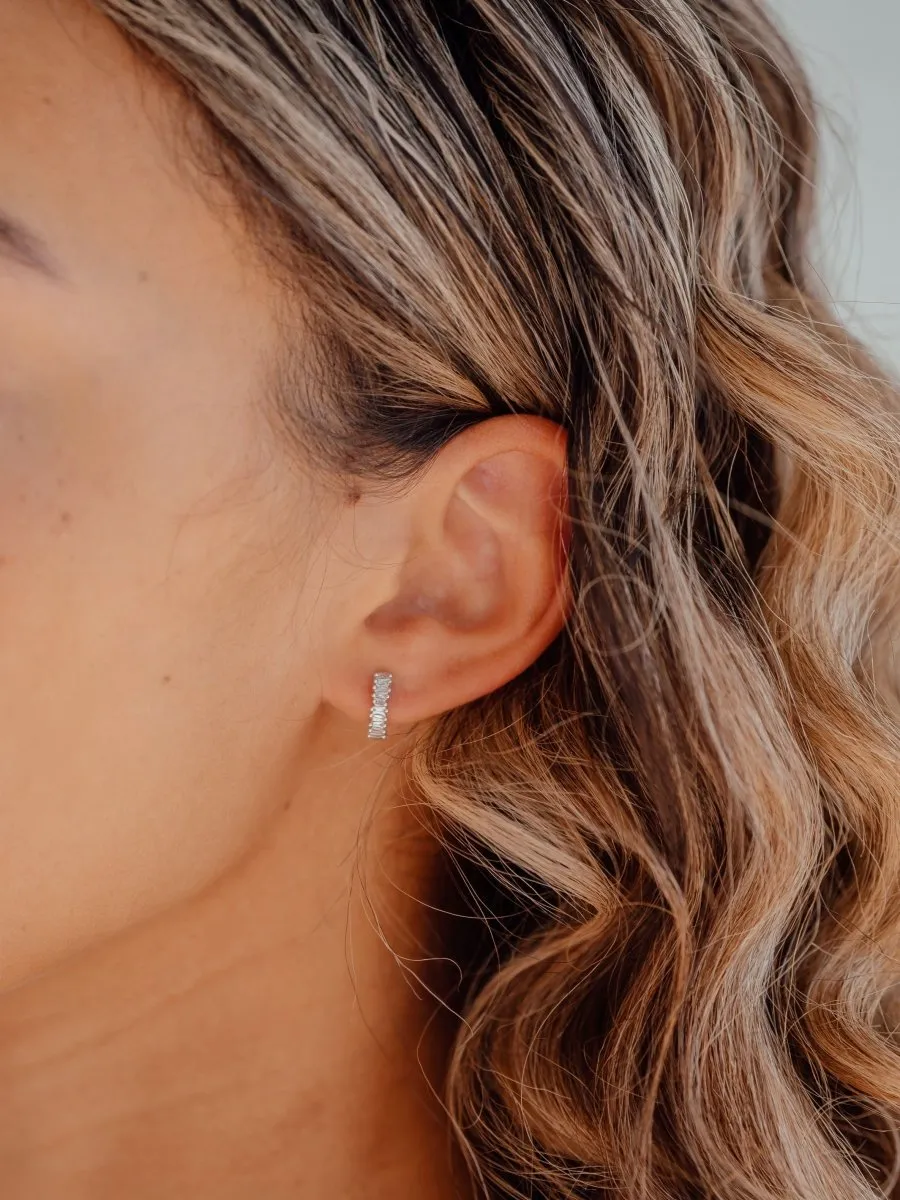 Brilliant Baguette Huggie Earring 14K