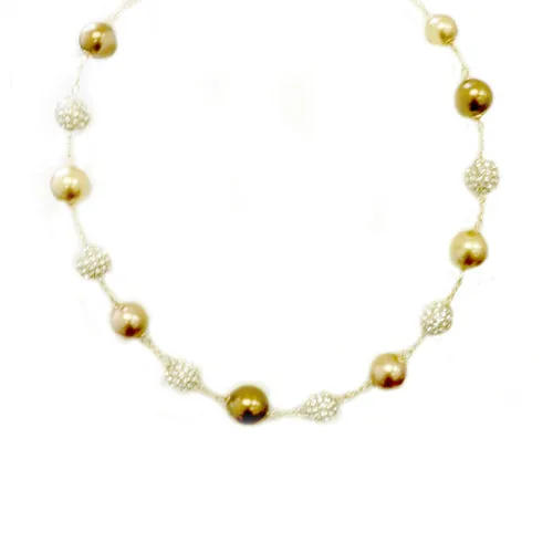 BROWN PEARLY SHAMBALLA NECKLACE  #Multi (GH18)