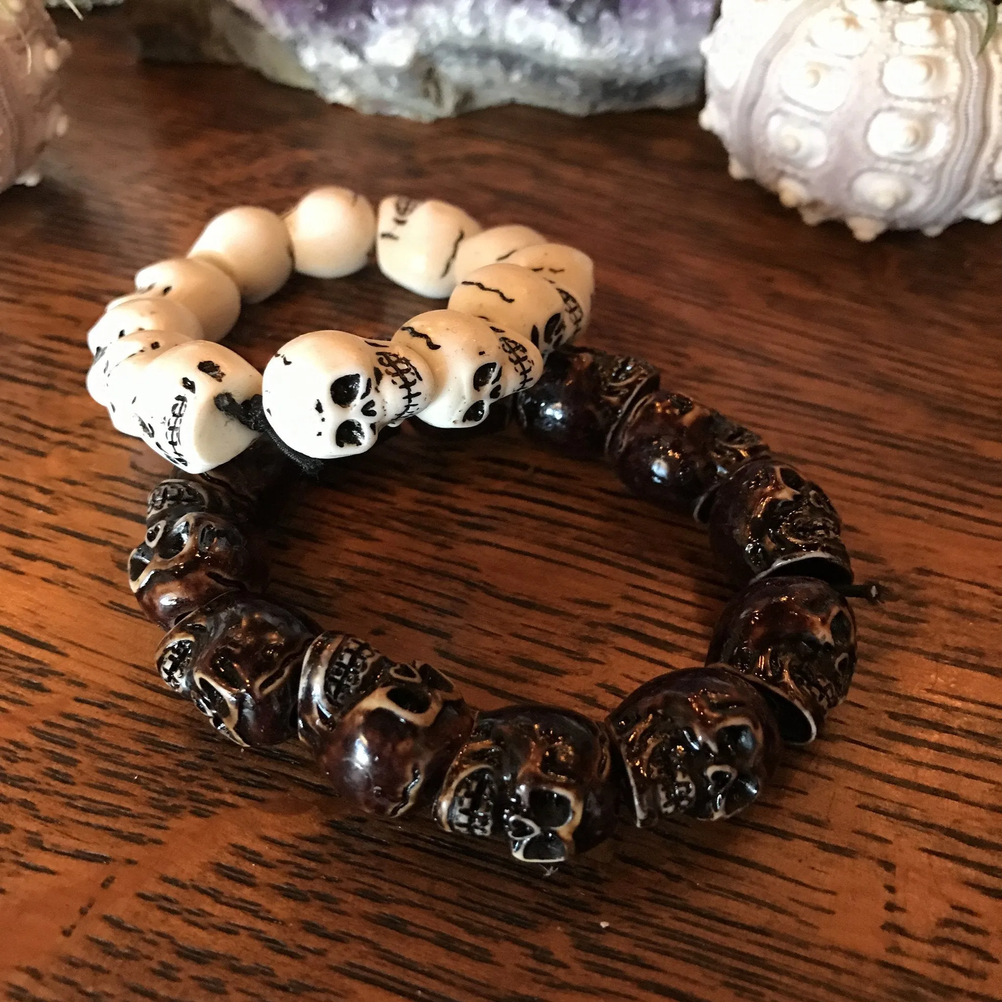 Brown Skull Bead Bracelet
