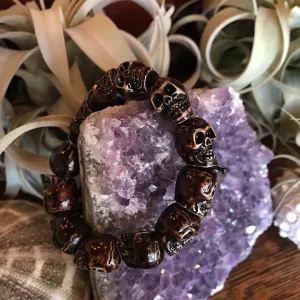 Brown Skull Bead Bracelet