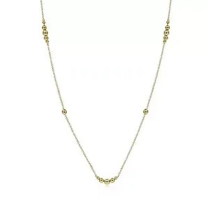 Bukujan Beaded Yellow Gold 28” Cable Link Station Necklace