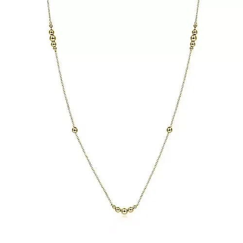 Bukujan Beaded Yellow Gold 28” Cable Link Station Necklace