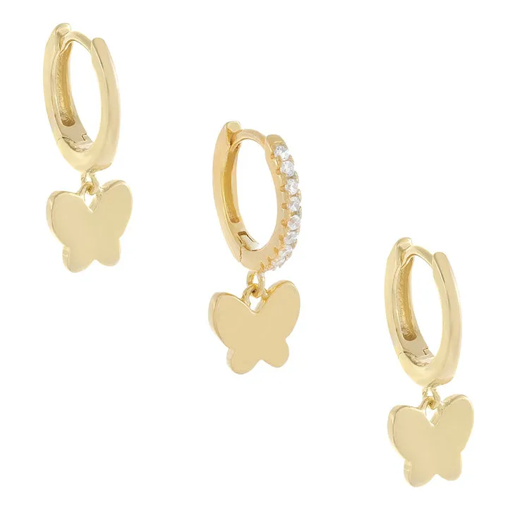 Butterfly Huggie Earring Combo Set