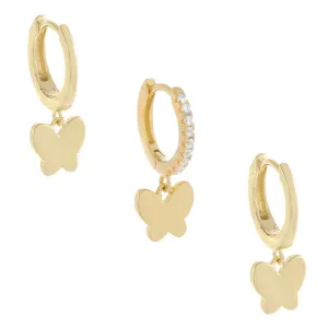 Butterfly Huggie Earring Combo Set