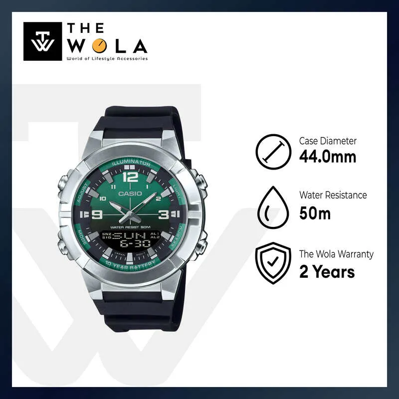 Casio AMW-870A-3AV Men Analog-Digital Watch Black Resin Strap