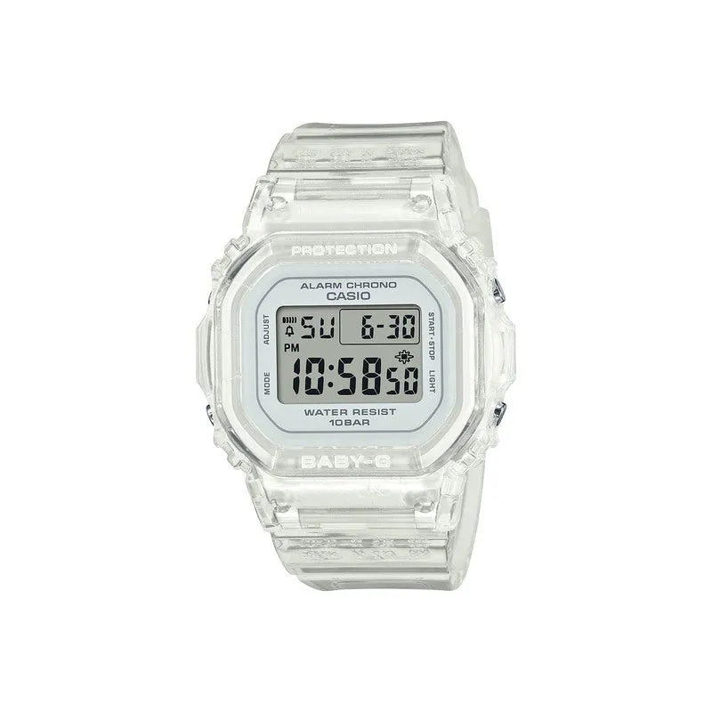 Casio Baby-G Digital Watch BGD-565S-7 White Transparent Resin Band Ladies Sport Watch