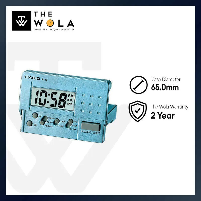 Casio Digital Alarm Clock With Light PQ-10D-2RDF for Desk Top / Table / Bedside