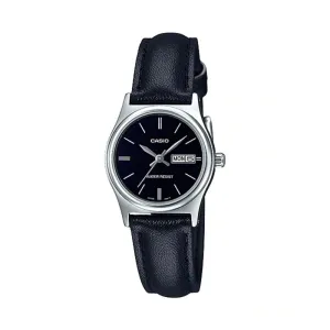 Casio LTP-V006L-1B2 Women Analog Watch Black Leather Strap