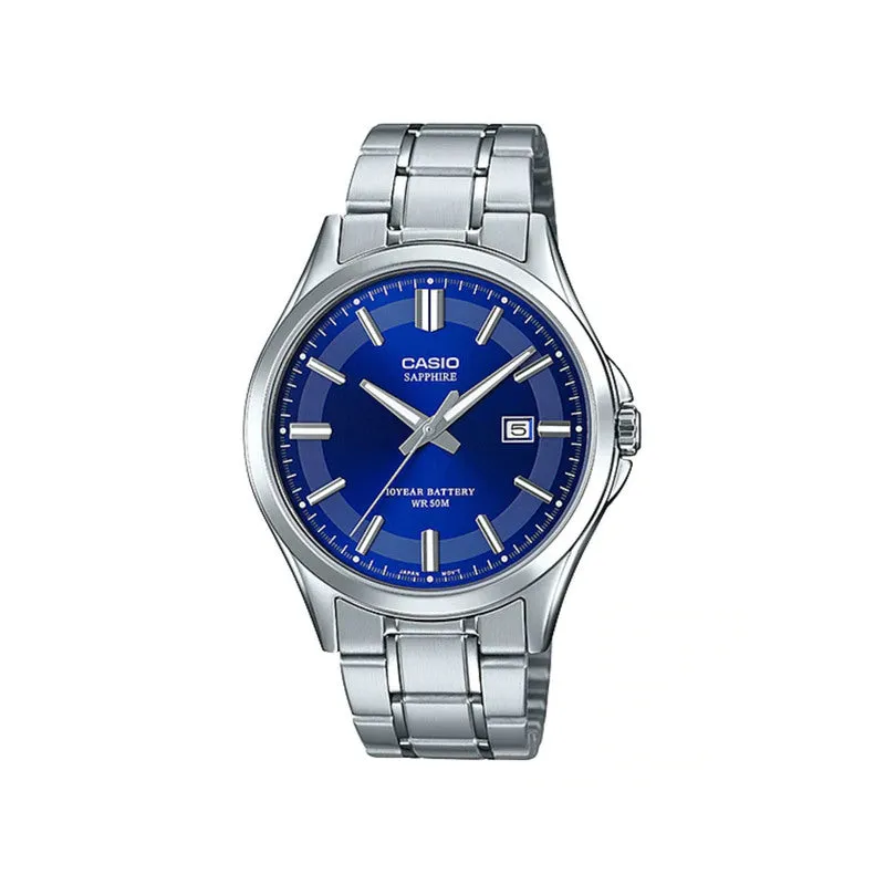 Casio Men Analog Watch MTS-100D-2A Silver Stainless Steel Strap