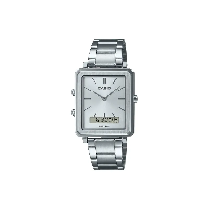 Casio Men's Analog-Digital Watch MTP-B205D-7E Silver Stainless Steel Band Watch for men