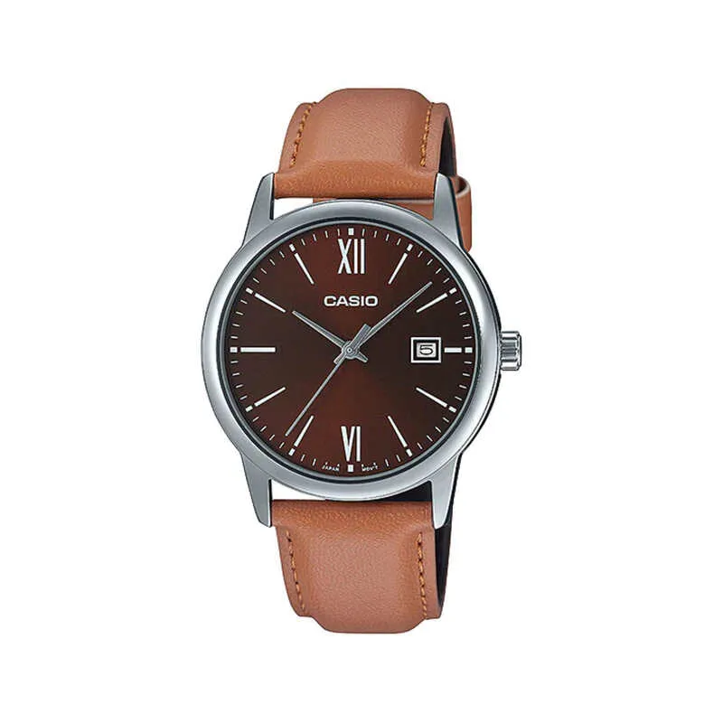 Casio Men's Analog MTP-V002L-5B3 Brown Stainless Steel Watch