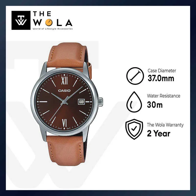 Casio Men's Analog MTP-V002L-5B3 Brown Stainless Steel Watch