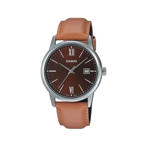 Casio Men's Analog MTP-V002L-5B3 Brown Stainless Steel Watch
