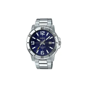 Casio Men's Analog Watch MTP-VD01D-2BV Silver Stainless Steel Band Watch for Men