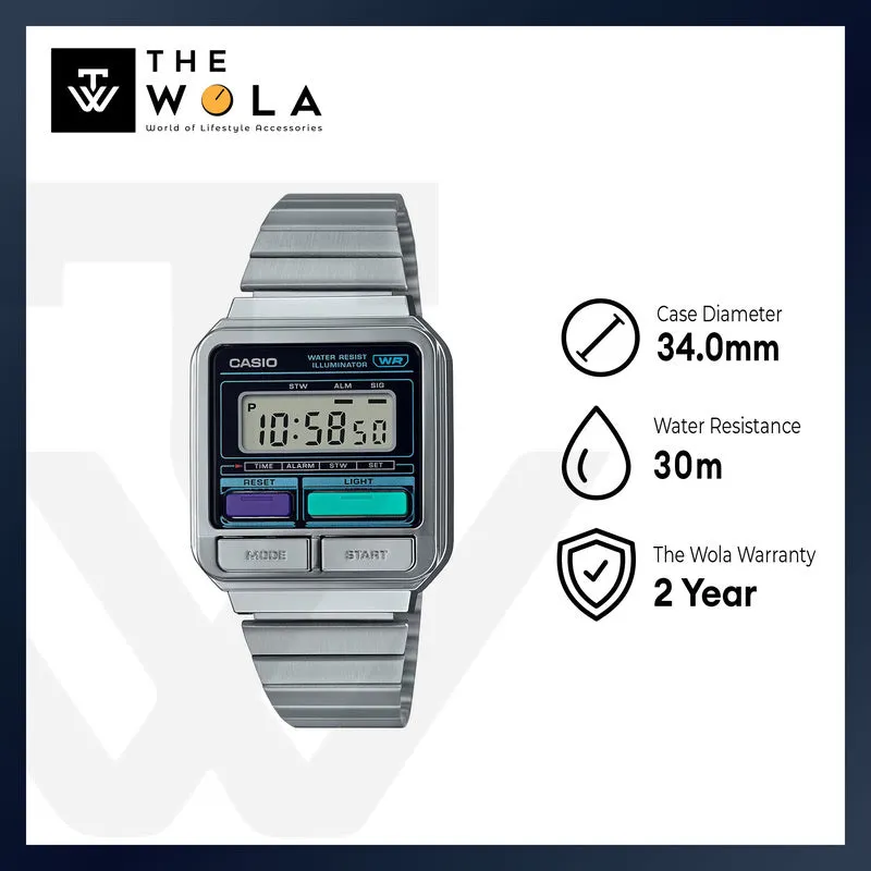 Casio Vintage A120WE-1A Unisex Silver Stainless Steel Band Digital Watch