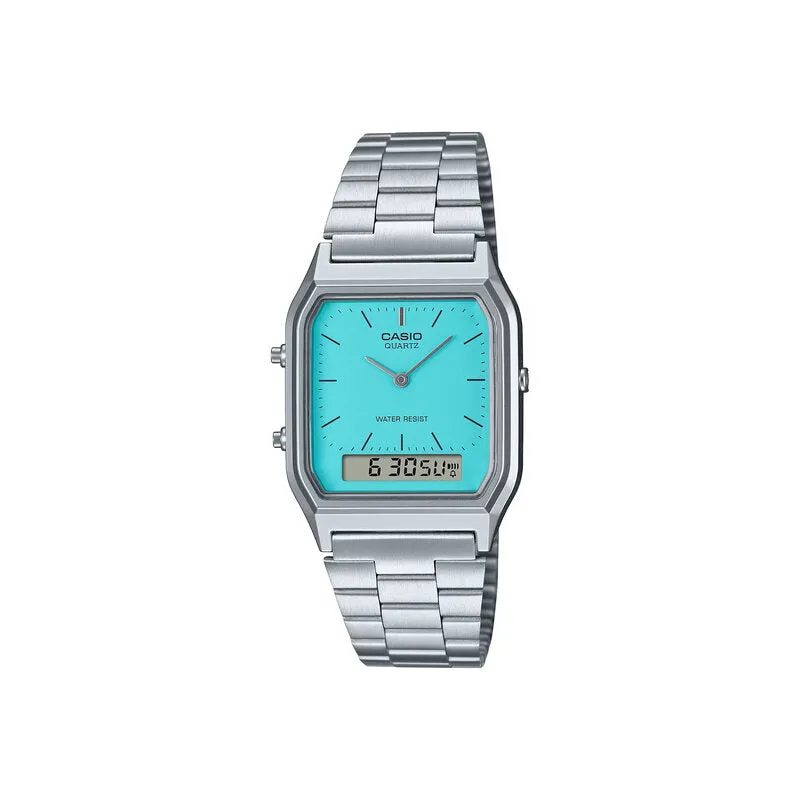 Casio Vintage Women's Analog-Digital Watch AQ-230A-2A2MQYDF Silver Stainless Steel Strap