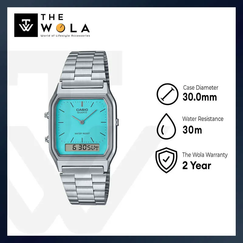Casio Vintage Women's Analog-Digital Watch AQ-230A-2A2MQYDF Silver Stainless Steel Strap