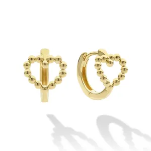 Caviar Gold 18K Gold Heart Huggie Earrings